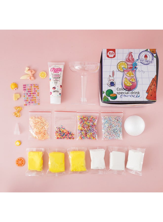 Children's Handmade Diy Cream Gum Milk Tea Ice Cream Cup Material Bag Suit Dessert Super Light Clay Educational Toys - Image 3