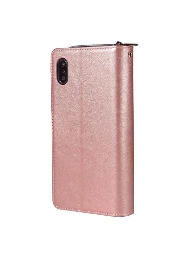 S-TOP Case For iPhone XS Max Zipper Wallet Bag Horizontal Flip PU Leather Case with Holder & 9 Card Slots & Wallet & Lanyard & Photo Frame - Image 3