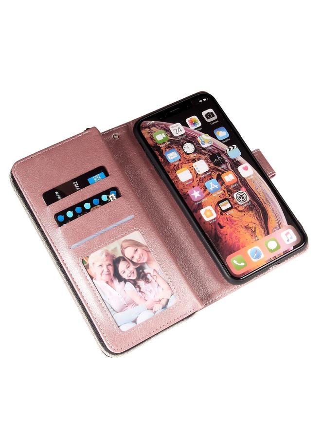 S-TOP Case For iPhone XS Max Zipper Wallet Bag Horizontal Flip PU Leather Case with Holder & 9 Card Slots & Wallet & Lanyard & Photo Frame - Image 4