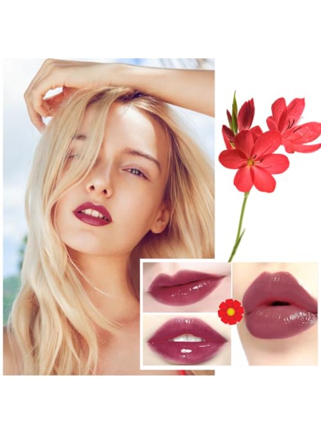 BKPPLZP 1 Pack Crystal Flower Jelly LipstickMagic Color Changing LipstickPH Clear Temperature Color Changing Lip GlossLip BalmLong Lasting Nourishing Moisturizing Lip Stick Set H06 - Image 3