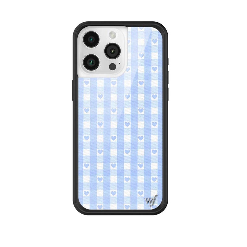 Wildflower Cases Compatible with iPhone 15 Pro Max Protective Black Bumper 65ft Drop Test Certified Women Owned Small Business Plaid Checkered Unique Cute Trendy Blue Gingham Hearts - Image 2