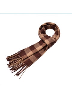 New winter scarf mens scarf supermarket gift scarf thick genuine goods British Plaid warm scarf Plaid Coffee medium grid