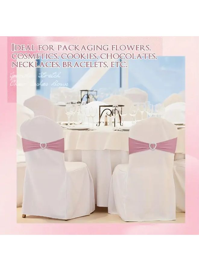 Rose Golden Heart Shaped Elastic Chair Sash With Bow 30pcs For Wedding Event Decor - Image 5