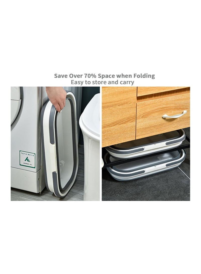 دلو ممسحة بلاستيكي قابل للطي سعة 14 لترًا مزود بعجلات، سهل الحمل وموفر للمساحة، متعدد الوظائف لتنظيف المنزل والتخييم، وحوض ممسحة مستطيل كبير السعة - Image 4