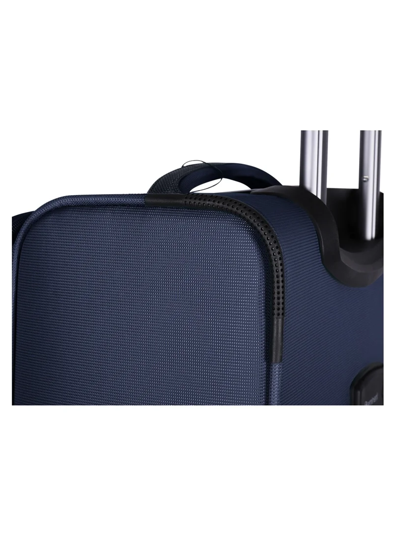 eminent Unisex Soft Travel Bag Large Luggage Trolley Polyester Lightweight Expandable 4 Double Spinner Wheeled Suitcase with 3 Digit TSA lock E751 Navy Blue