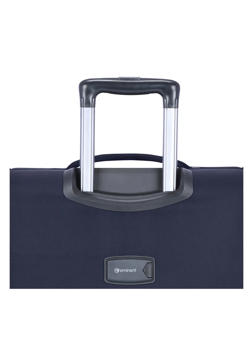 eminent Unisex Soft Travel Bag Large Luggage Trolley Polyester Lightweight Expandable 4 Double Spinner Wheeled Suitcase with 3 Digit TSA lock E751 Navy Blue