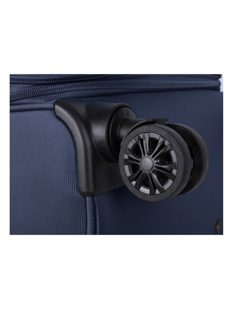 eminent - Unisex Soft Travel Bag Large Luggage Trolley Polyester Lightweight Expandable 4 Double Spinner Wheeled Suitcase with 3 Digit TSA lock E751 Navy Blue - Image 1