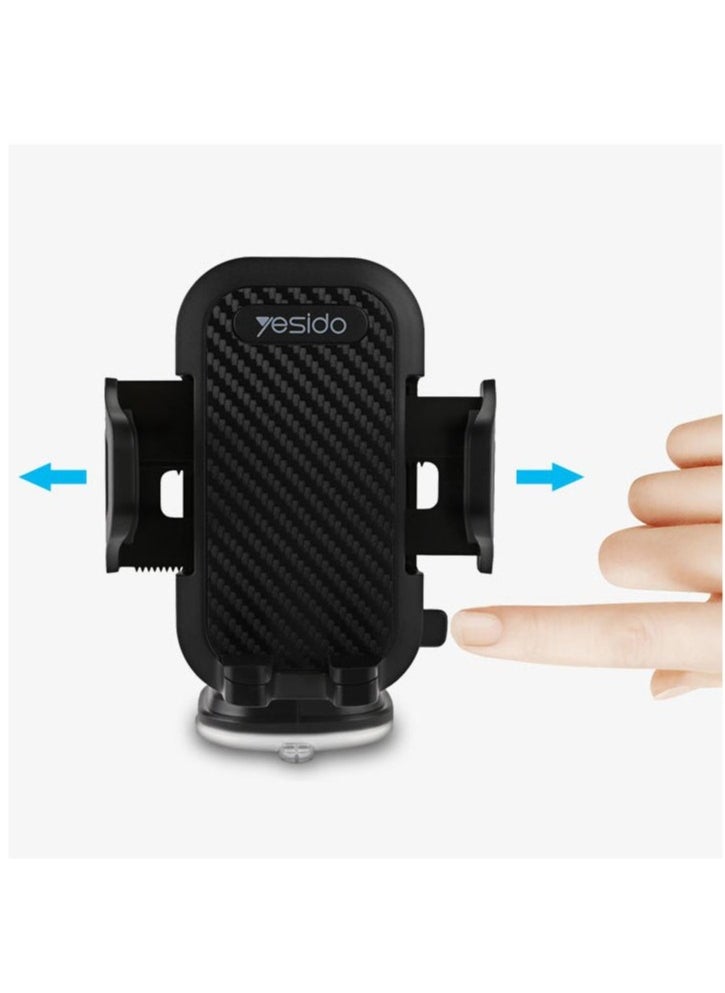 Yesido - Car Mobile Holder, 270 Degree Rotation & Adjustable Mobile Stand for Car Dashboard Windshield, Universal Cell Phone Holder with Suction Cup, Release Button and Lock Mechanism - Image 1