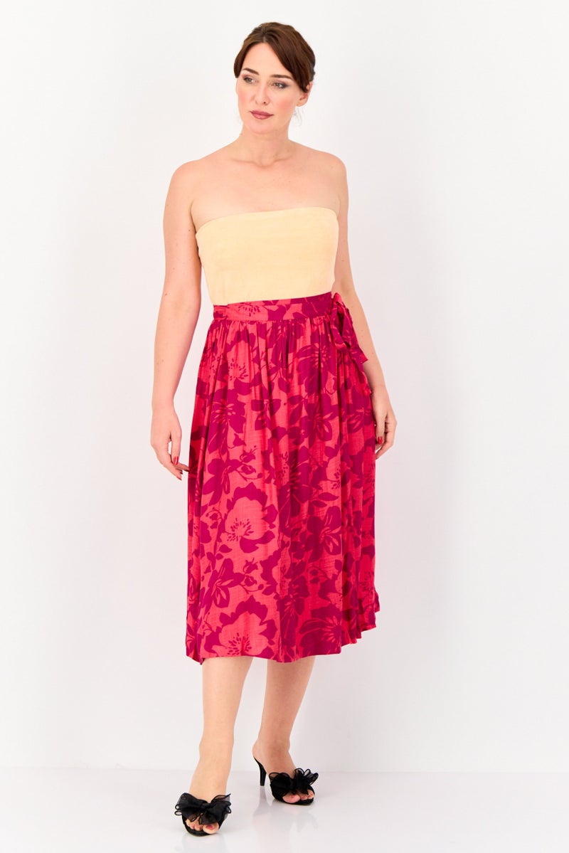 Hurley Women Floral Print Warp Skirt, Multicolor  - Image 4