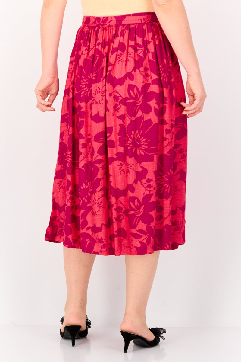 Hurley Women Floral Print Warp Skirt, Multicolor  - Image 3