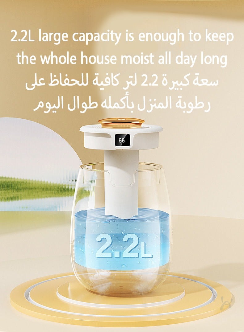 Jourvent 2.2L air humidifier electronic display double nozzle cold mist air humidification, living room, bedroom - Image 4