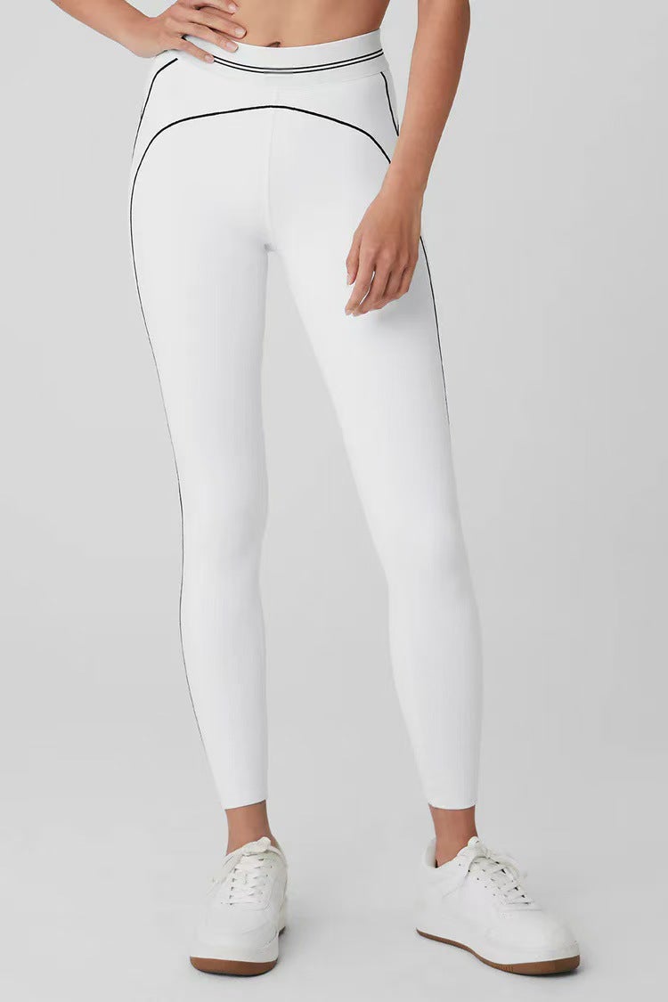 Generic New High Strength Gather Naked Yoga suit Seamless Training Suit Skin-Friendly Fabric Pilates Yoga Pants suit White pants 