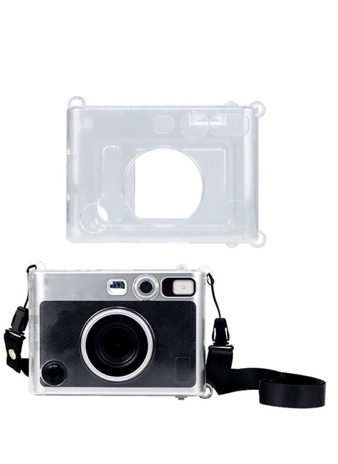 Clear Case for Fujifilm Instax Mini EVO Instant Film Camera Crystal Hard Shell Cover with Removable Shoulder Strap