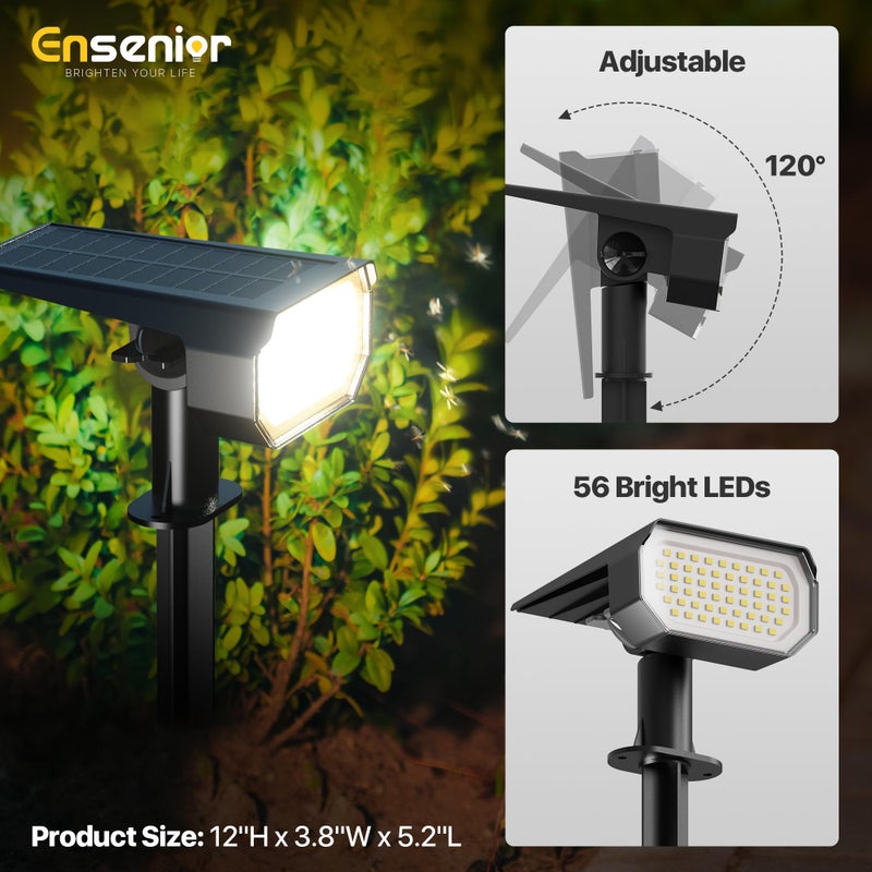 Ensenior Solar Spotlights Outdoor, 56 LEDs Brightness Adjustable 6500K LED Solar Garden Lights, Halloween Christmas Landscape Lighting for Flag/Yard/Pathway, IP65 Waterproof - 4 Pack - Image 5