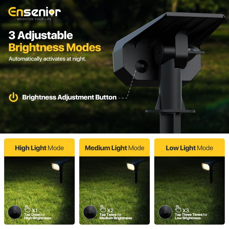 Ensenior Solar Spotlights Outdoor, 56 LEDs Brightness Adjustable 6500K LED Solar Garden Lights, Halloween Christmas Landscape Lighting for Flag/Yard/Pathway, IP65 Waterproof - 4 Pack - Image 3