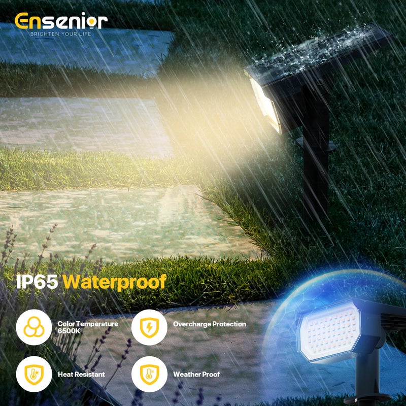 Ensenior Solar Spotlights Outdoor, 56 LEDs Brightness Adjustable 6500K LED Solar Garden Lights, Halloween Christmas Landscape Lighting for Flag/Yard/Pathway, IP65 Waterproof - 4 Pack - Image 4