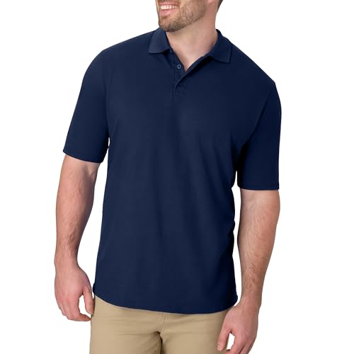 Hanes Mens Short Sleeve XTemp W Freshiq Polo Navy XLarge - Image 1