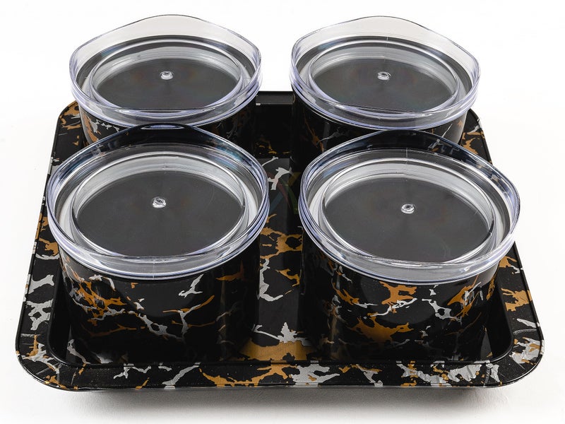 Xiran Airtight Dry Fruit Containers with Lid & Serving Tray, Dry Fruit Box for Serving Sweets, Chocolates, Candy, Pickle, Mukhwas, Kitchen accessories Items (4 Pieces Set, Black, Polypropylene) - Image 4