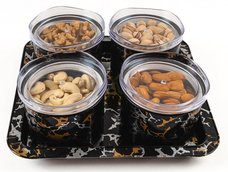 Xiran Airtight Dry Fruit Containers with Lid & Serving Tray, Dry Fruit Box for Serving Sweets, Chocolates, Candy, Pickle, Mukhwas, Kitchen accessories Items (4 Pieces Set, Black, Polypropylene) - Image 5