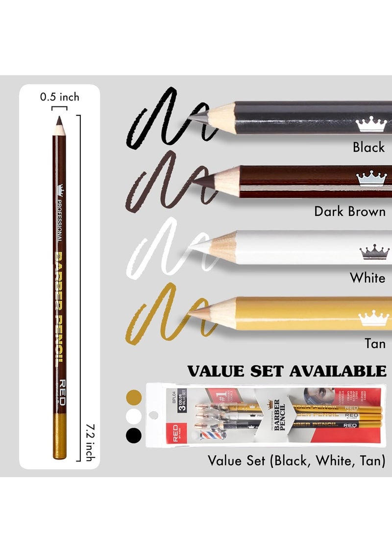 Red by Kiss Red by Kiss Barber Pencil with Built-in Sharpener - Edge Razor Trace Pencils, Beard and Hairline Outliner, Shaping Pencils for Men (White-5pcs) - Image 2