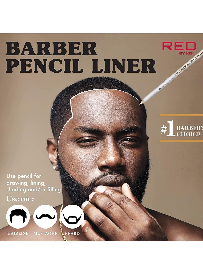 Red by Kiss Red by Kiss Barber Pencil with Built-in Sharpener - Edge Razor Trace Pencils, Beard and Hairline Outliner, Shaping Pencils for Men (White-5pcs) - Image 3