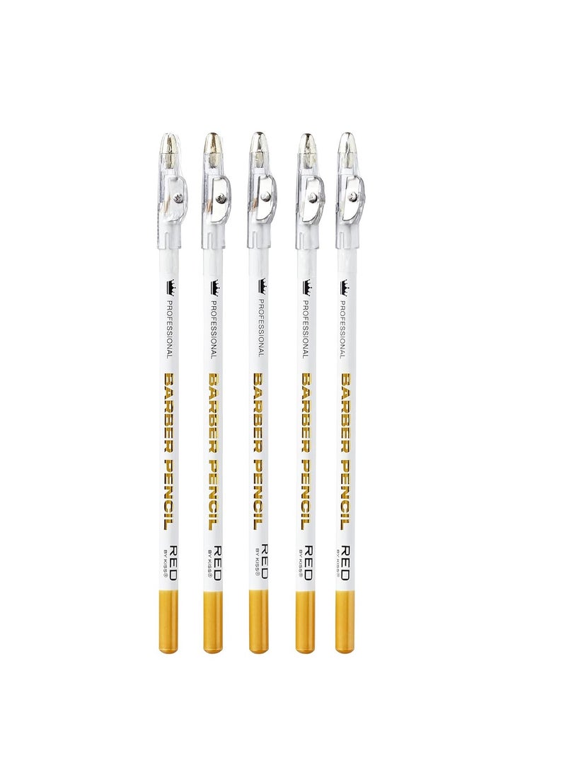 Red by Kiss Red by Kiss Barber Pencil with Built-in Sharpener - Edge Razor Trace Pencils, Beard and Hairline Outliner, Shaping Pencils for Men (White-5pcs) - Image 4
