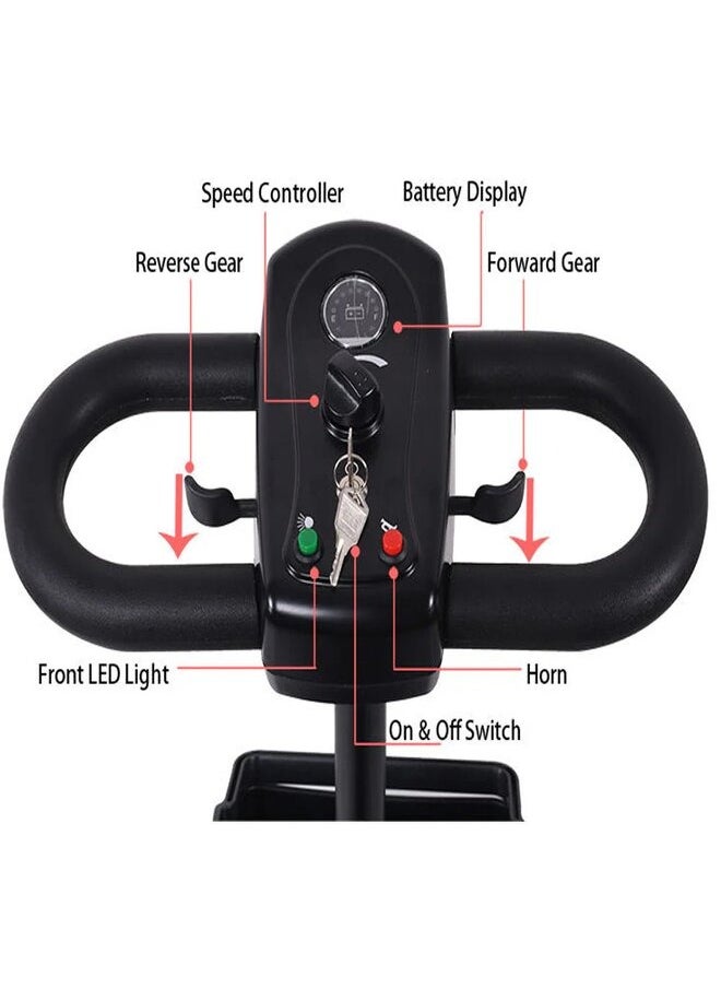 SUNCART Kingkong S-02 Foldable Scooter Electric 4 Wheel Mobility Scooter with Front Storage Basket, LED Head Light, Indicator Light & Break Light Elders Scooter - Red