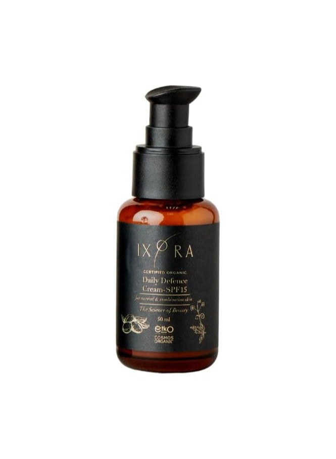 IXORA Daily Defense Face Cream SPF15 - for Normal & Combination Skin -Certified Organic - Day Moisturizing Cream for Natural Protection against sun's UV rays with SPF 15 - GMO Free - Vegan friendly - Image 3
