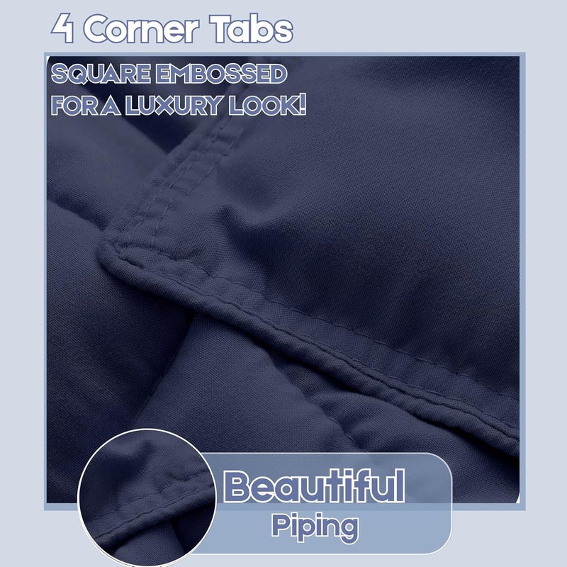 FOAM CRAFT 3 Piece Bed Comforter Set - Cozy Down Alternative Filled Comforter & 2 Pillow Shams, California King Size (Navy, 220 x 260cm) - Image 4