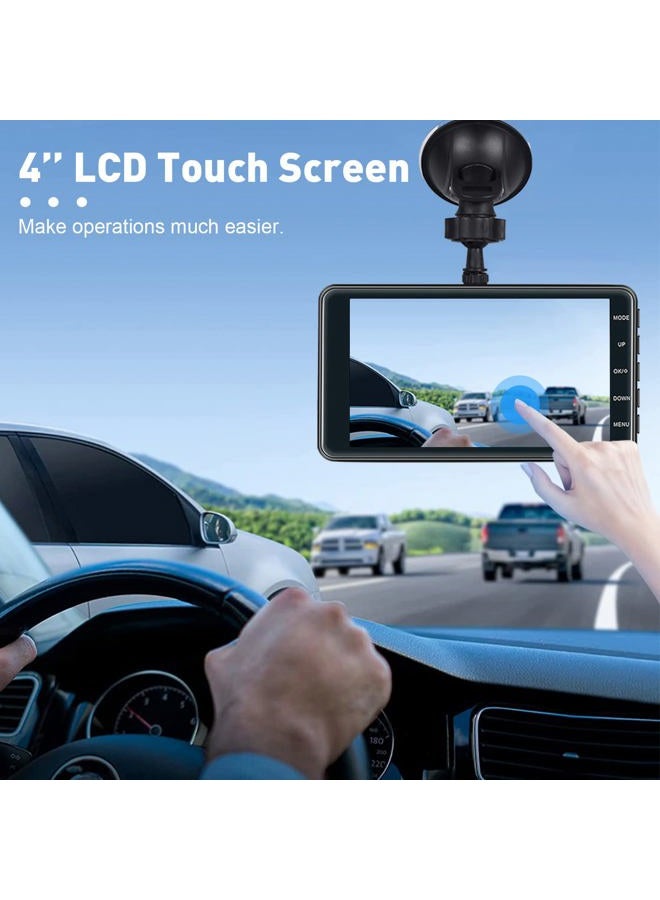 Roinvou Dual Dash Cam Front and Rear View, 4'' LCD Touch Screen FHD 1080P Dashboard Camera Recorder Car Dashcam with Rear Camera, G-Sensor, HDR, Loop Recording, Parking Mode, Motion Detection - Image 4