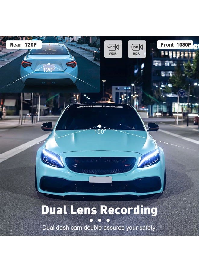 Roinvou Dual Dash Cam Front and Rear View, 4'' LCD Touch Screen FHD 1080P Dashboard Camera Recorder Car Dashcam with Rear Camera, G-Sensor, HDR, Loop Recording, Parking Mode, Motion Detection - Image 3