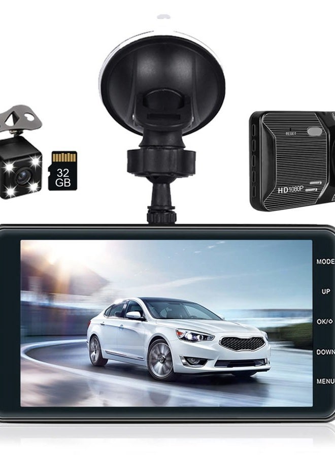 Roinvou Dual Dash Cam Front and Rear View, 4'' LCD Touch Screen FHD 1080P Dashboard Camera Recorder Car Dashcam with Rear Camera, G-Sensor, HDR, Loop Recording, Parking Mode, Motion Detection - Image 1