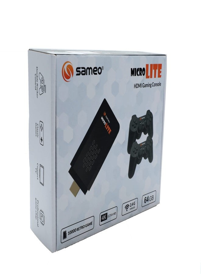 جهاز ألعاب Sameo Micro Lite HDMI، عصا ألعاب، ألعاب فيديو، وحدة تحكم مدمجة - 10000 لعبة كلاسيكية، لاعبان - دقة 4K فائقة الوضوح، عصا ألعاب لاسلكية للتلفزيون، ألعاب فيديو للأطفال (أسود) - Image 4