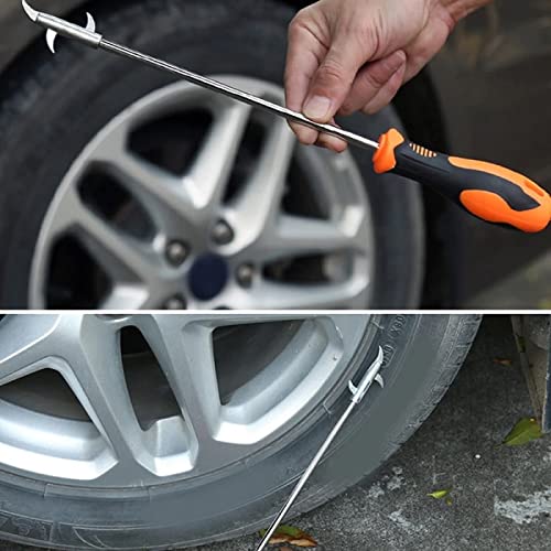 Rasdion Multipurpose Tyre Stone Remover Tool, Car Tire Stone Remover Hook, Tire Cleaning Hook, Tyre Stone Picker, Wheel Stone Removal Hook with Solid Rubber Handle for Motor, Bike, Truck, Car - Image 4