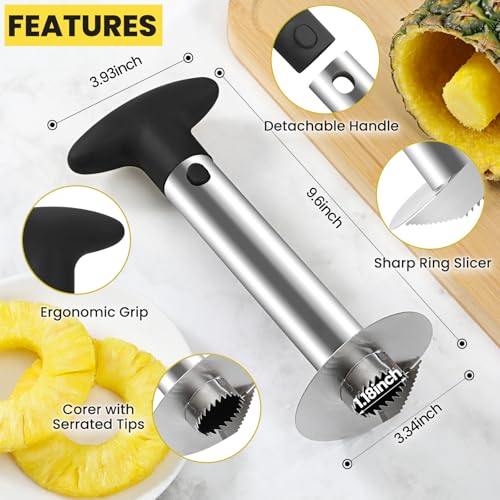 AUBENR Premium Pineapple Corer and Slicer Tool - Sharp Pineapple Cutter with Serrated Tips - Easy to Use and Clean - Stainless Steel Core Remover for Pineapple - Core Fruits with Ease(Black) - Image 4