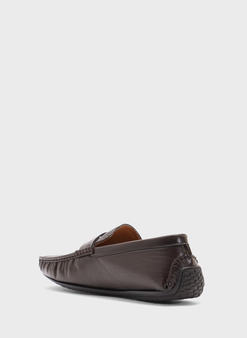 Robert Wood Saddle Detail Textuted Loafers  - Image 2