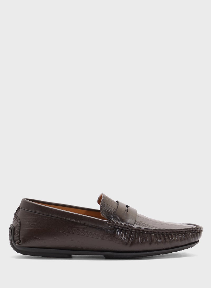 Robert Wood Saddle Detail Textuted Loafers  - Image 1