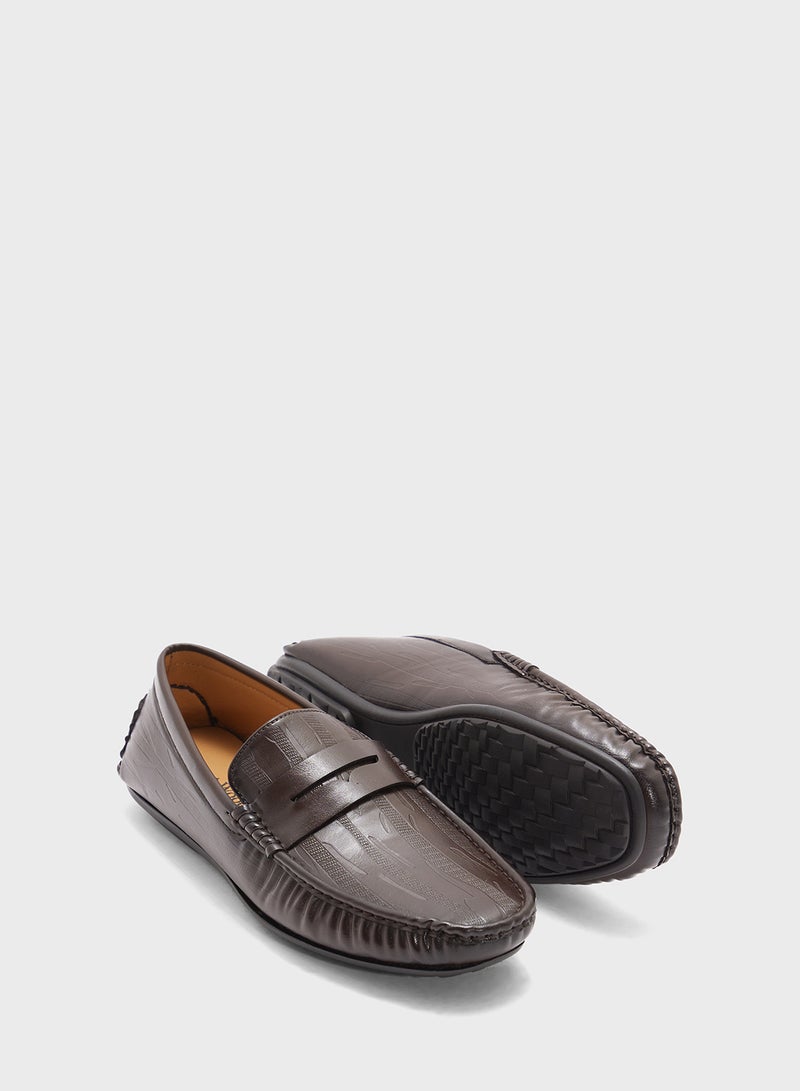 Robert Wood Saddle Detail Textuted Loafers  - Image 3