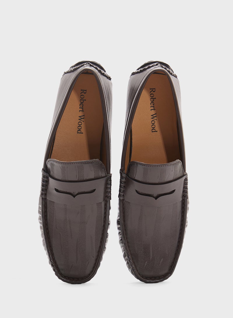 Robert Wood Saddle Detail Textuted Loafers  - Image 4