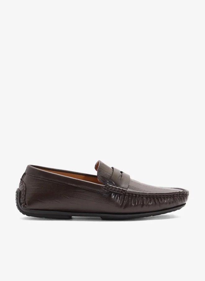 Robert Wood Saddle Detail Textuted Loafers