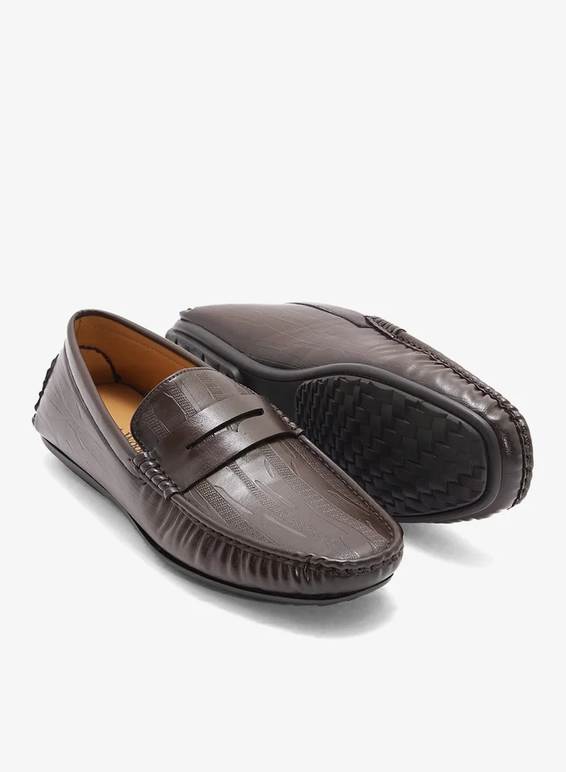Robert Wood Saddle Detail Textuted Loafers