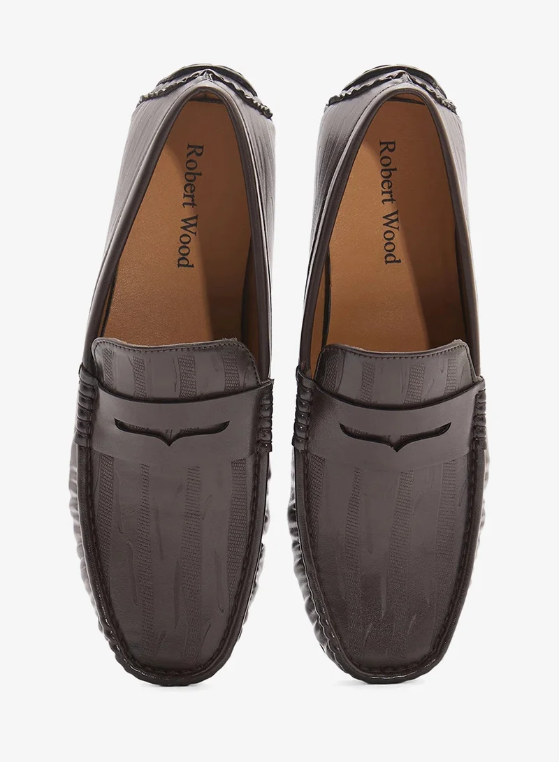 Robert Wood Saddle Detail Textuted Loafers