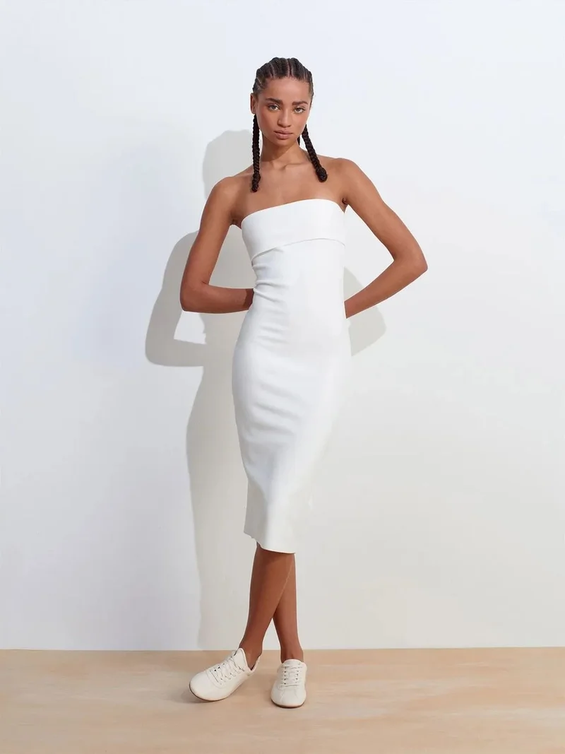 ديلفين Dilvin Strapless Bodycon Midi Dress