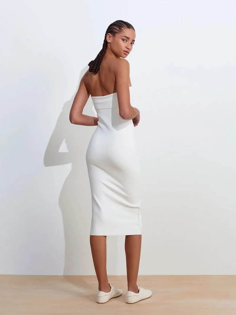 ديلفين Dilvin Strapless Bodycon Midi Dress