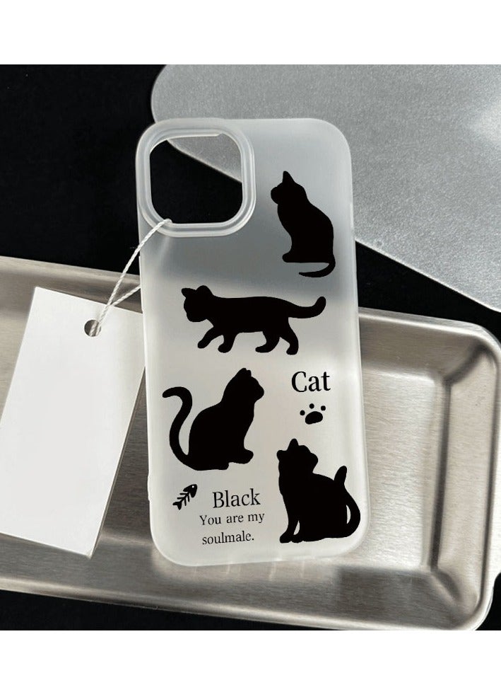 جراب هاتف بسيط من السيليكون المجوف الشفاف لسلسلة iPhone 11، مصنوع من مادة القطة السوداء، مصمم خصيصًا للنساء والفتيات - Image 2