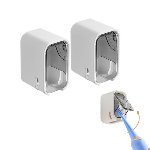 Homeaura Wall Mounted Toothbrush Holder with Dustproof Cover – 4PCS Self-Adhesive Toothbrush Storage Rack with Clear Window | Bathroom Organizer for Electric & Manual Brushes (Punch-Free Design) - Image 1