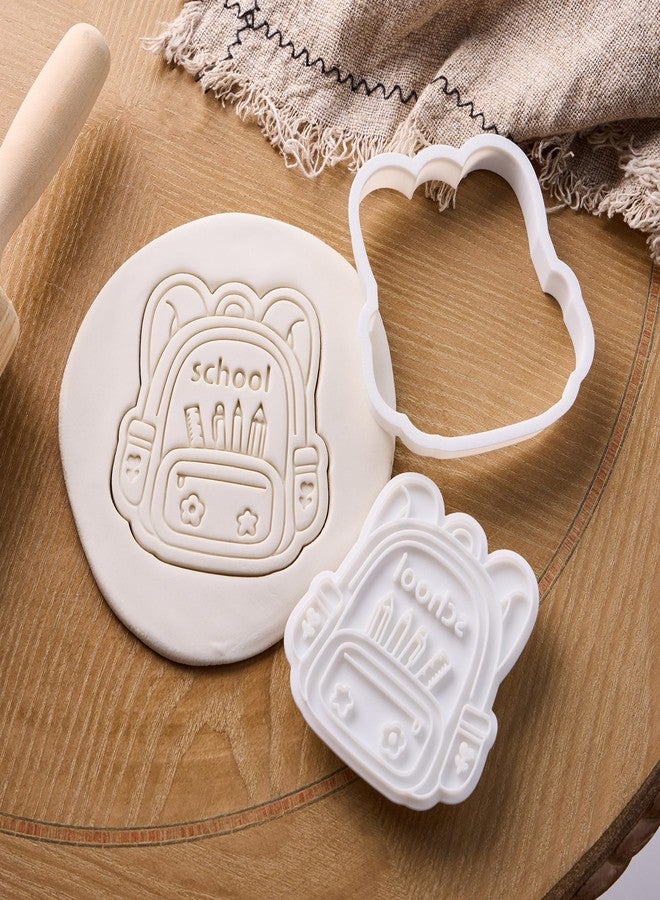 Flycalf Back to School Cookie Cutter Bag Teacher Appreciation 3.5" with Plunger Stamper Kitchen Gifts Vacation 3D PLA Baking Sugar Craft DIY Mold Decorating Tools - Image 3