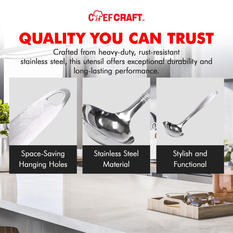 Chef Craft Select Cooking Ladle, 11.5 inch, Stainless Steel - Image 4