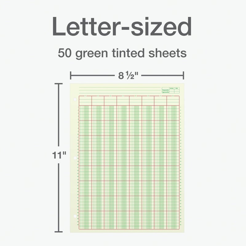Adams Columnar Analysis Pad, 8 Column Ledger, 8.5" x 11", 100 Pages (50 Sheets), Green, 3 Hole Punch, for Accounting, Bookkeeping & Data (ACP85118) - Image 2