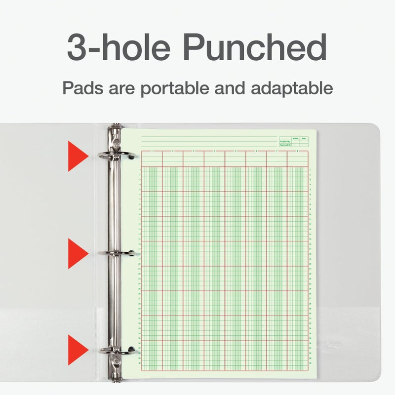 Adams Columnar Analysis Pad, 8 Column Ledger, 8.5" x 11", 100 Pages (50 Sheets), Green, 3 Hole Punch, for Accounting, Bookkeeping & Data (ACP85118) - Image 3